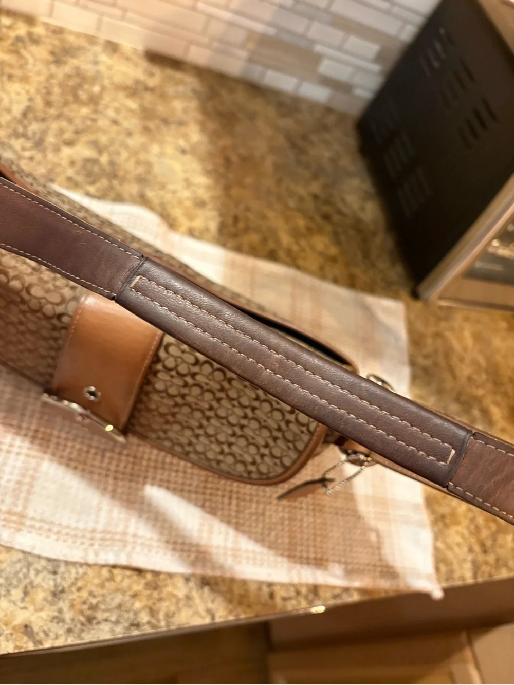 Vintage Coach Soho! Signature Large Flap Shoulder Bag -Jacquard & Leather